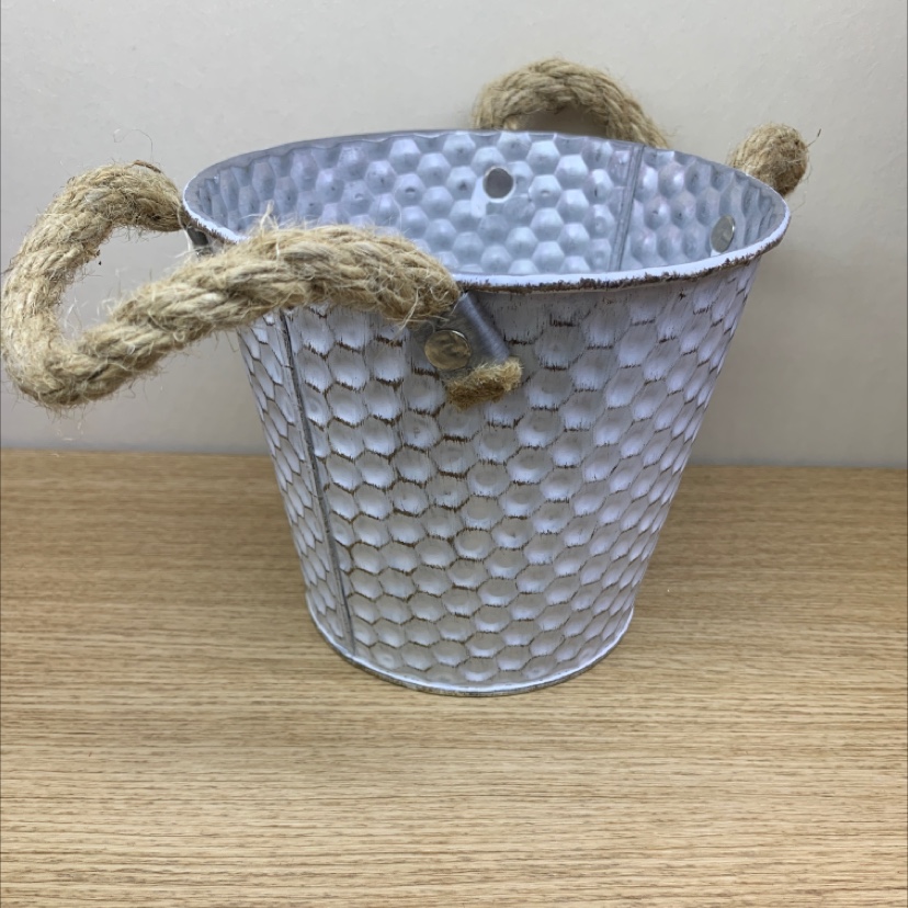 铁艺花盆麻绳小铁桶欧式风格园艺复古蜂窝风格花瓶产品图