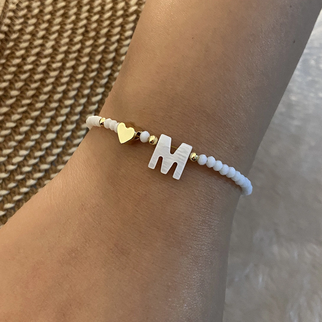 European and American cross-border English 26-letter shell beaded bracelet necklace, metal heart design sense bracelet, Amazon detail image 17