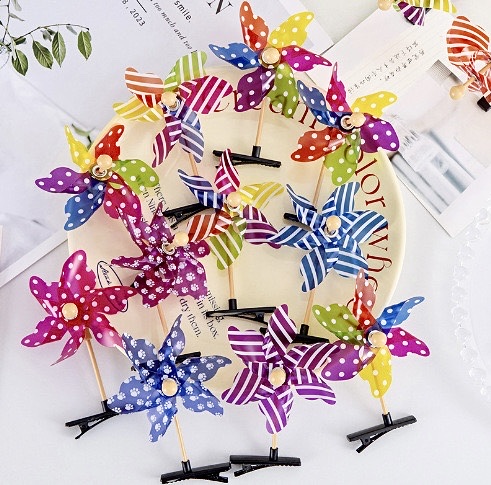 纯色风车/风车/可拆卸小喇叭/风车玩具/风车塑料杆细节图