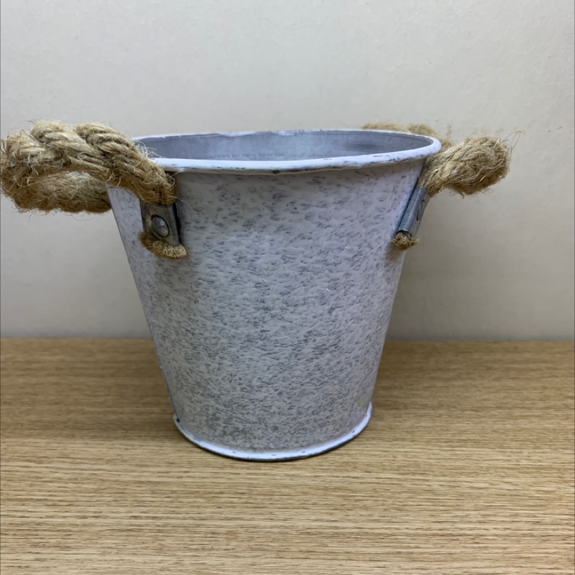 铁艺花盆麻绳小铁桶欧式风格园艺复古风格花瓶白底实物图