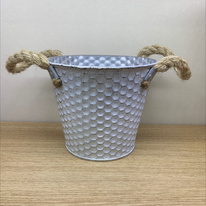 铁艺花盆麻绳小铁桶欧式风格园艺复古蜂窝风格花瓶