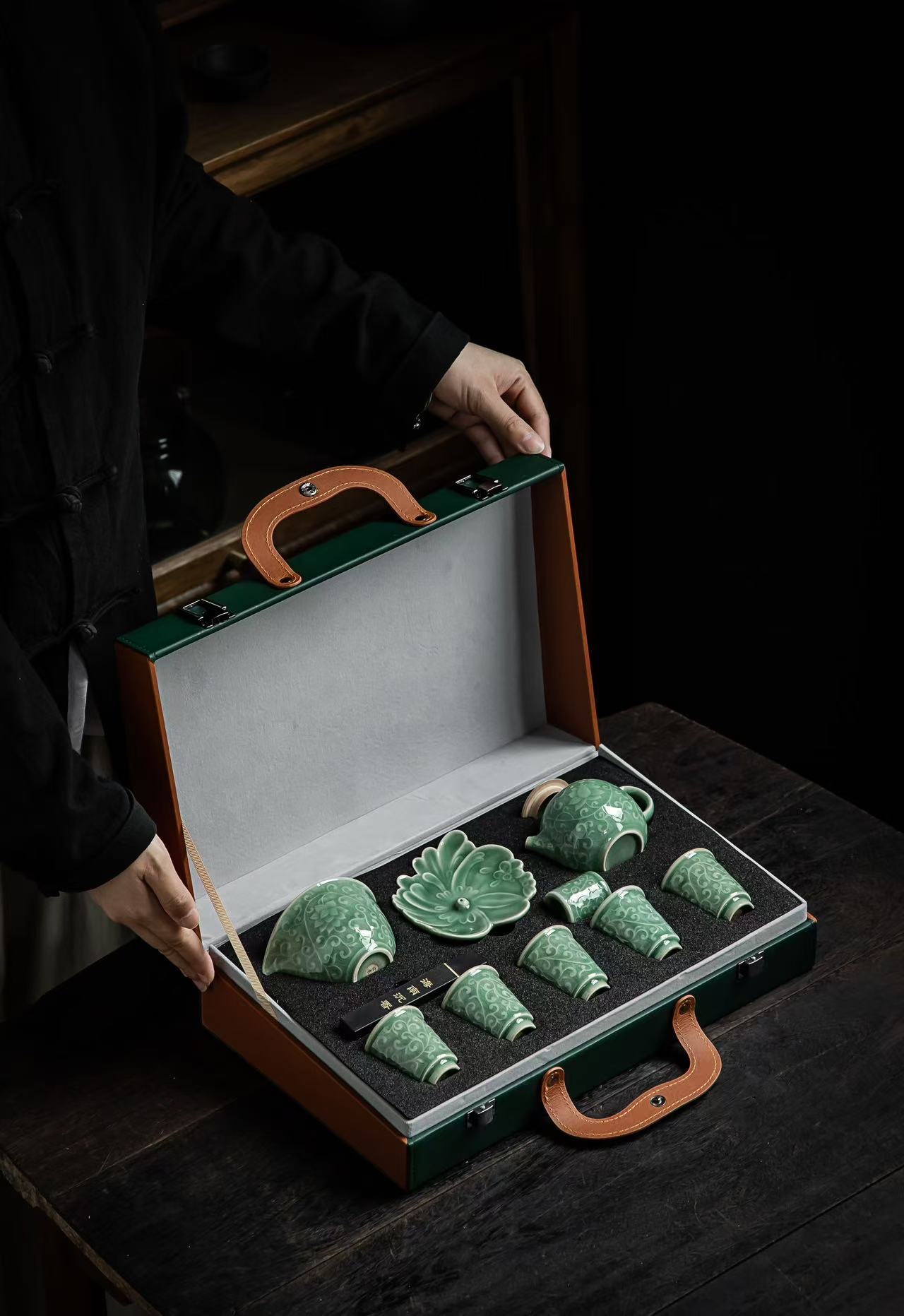 Longquan celadon ceramic tea set, tea set gift advertisement Item Picture