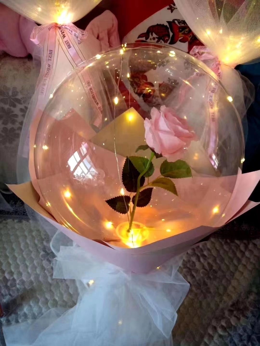 网红玫瑰花波波球——新奇玩具 发光波波球 充气球 儿童玩具 节日礼物详情图2