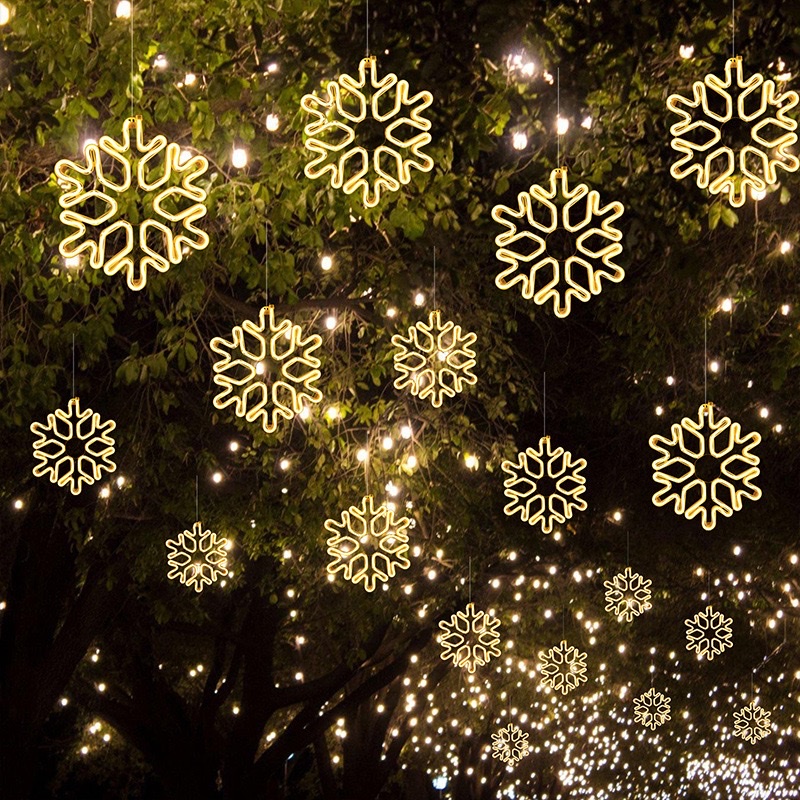 led light strings, five-pointed star lights, outdoor waterproof street lighting, festival moon and snowflake decorative lights, tree hanging star lights, Christmas decorations Application Scenario