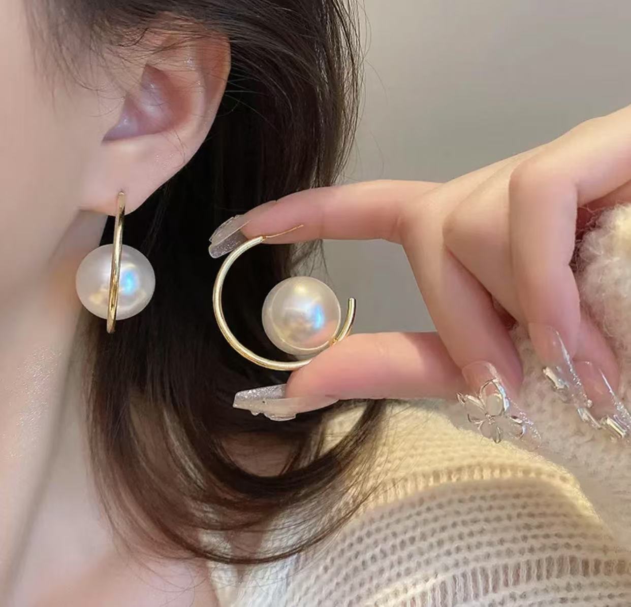 2025新款珍珠耳饰，电镀真金