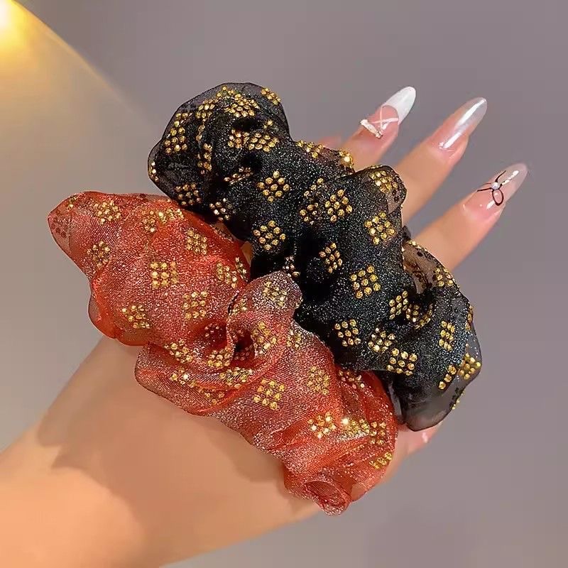 Mesh large intestine hair band, hair tie, high-end girls' accessory, elegant and simple yet fashionable hair band decoration, accessory, hair band, hair tie, mesh large intestine hair band Item Picture