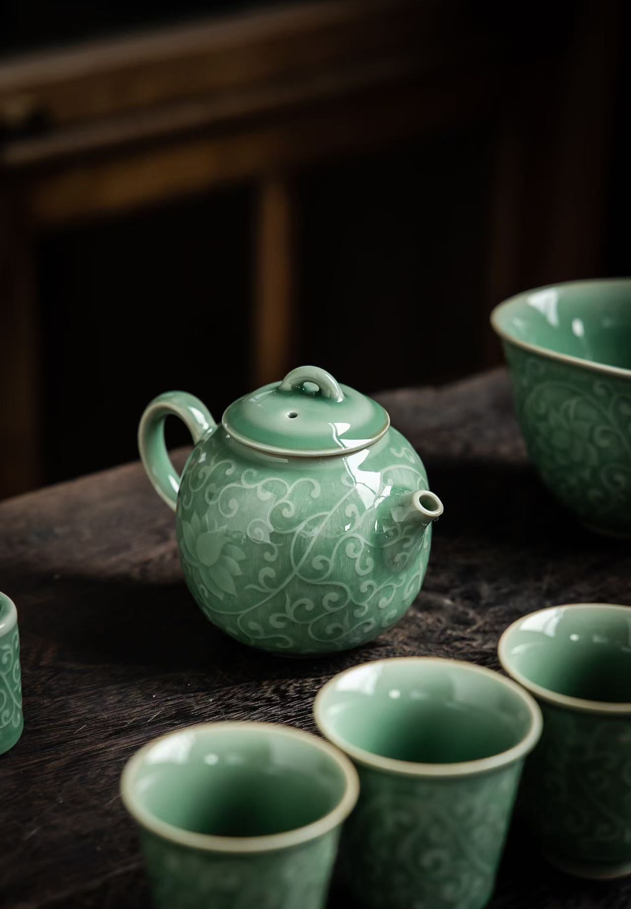 Longquan celadon ceramic tea set, tea set gift advertisement detail image 2