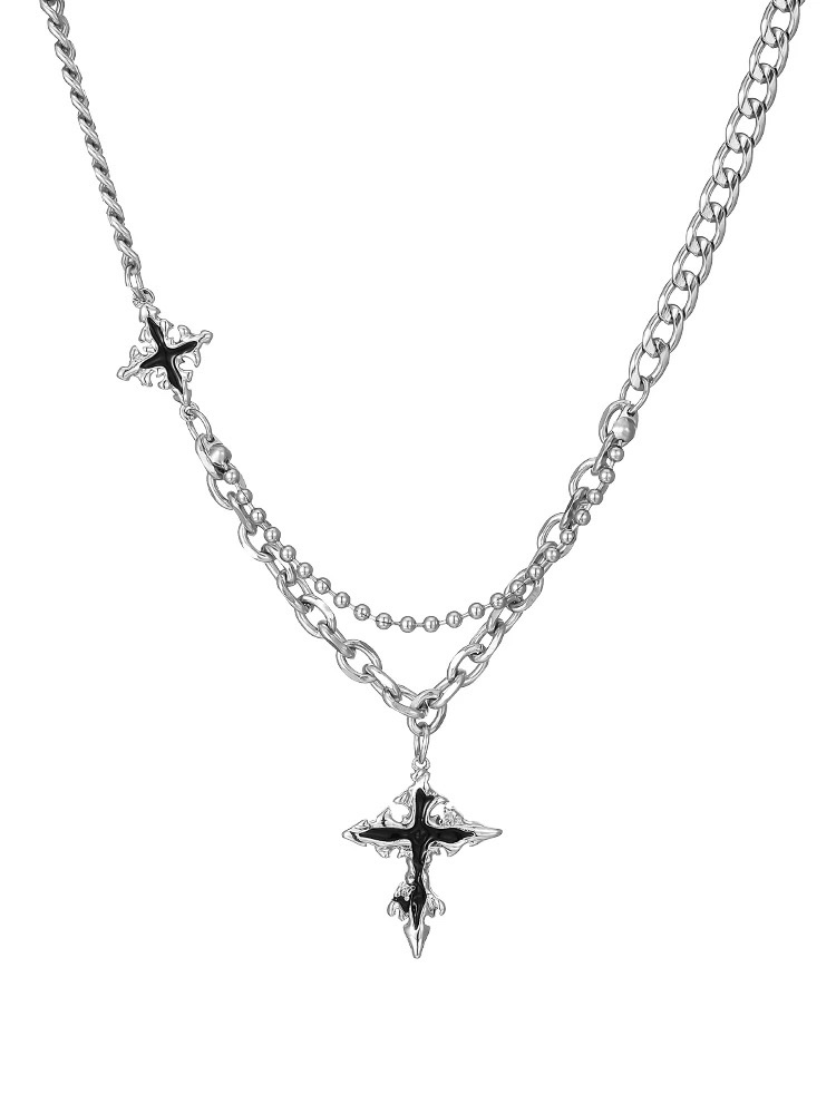 Cross pendant men's necklace, a versatile and trendy men's accessory with a hip-hop, niche and high-end feel detail image 4