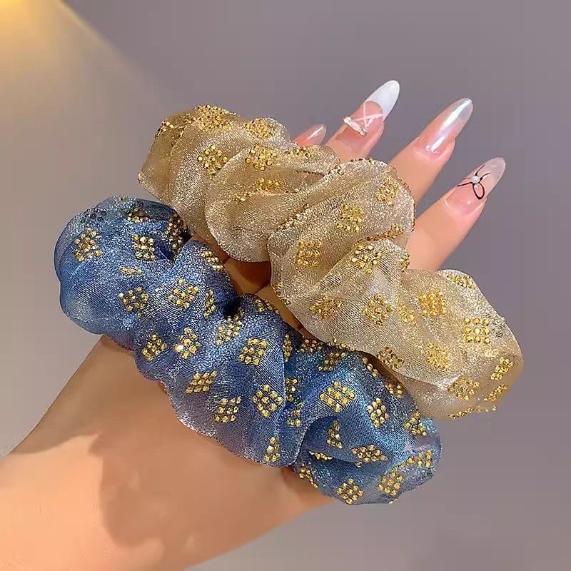 Mesh large intestine hair band, hair tie, high-end girls' accessory, elegant and simple yet fashionable hair band decoration, accessory, hair band, hair tie, mesh large intestine hair band Specification image
