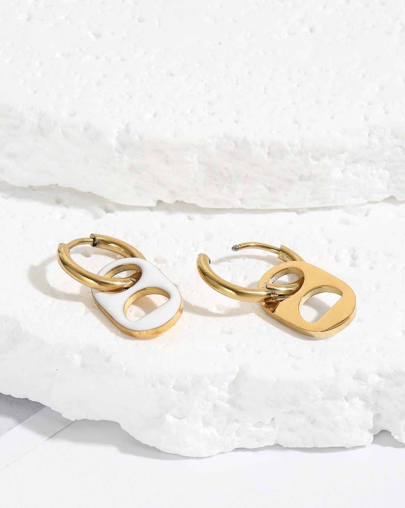 爆款滴油小猪鼻吊坠耳环 18K镀金易拉罐环耳扣女生气质瓶盖环耳钉 详情图4