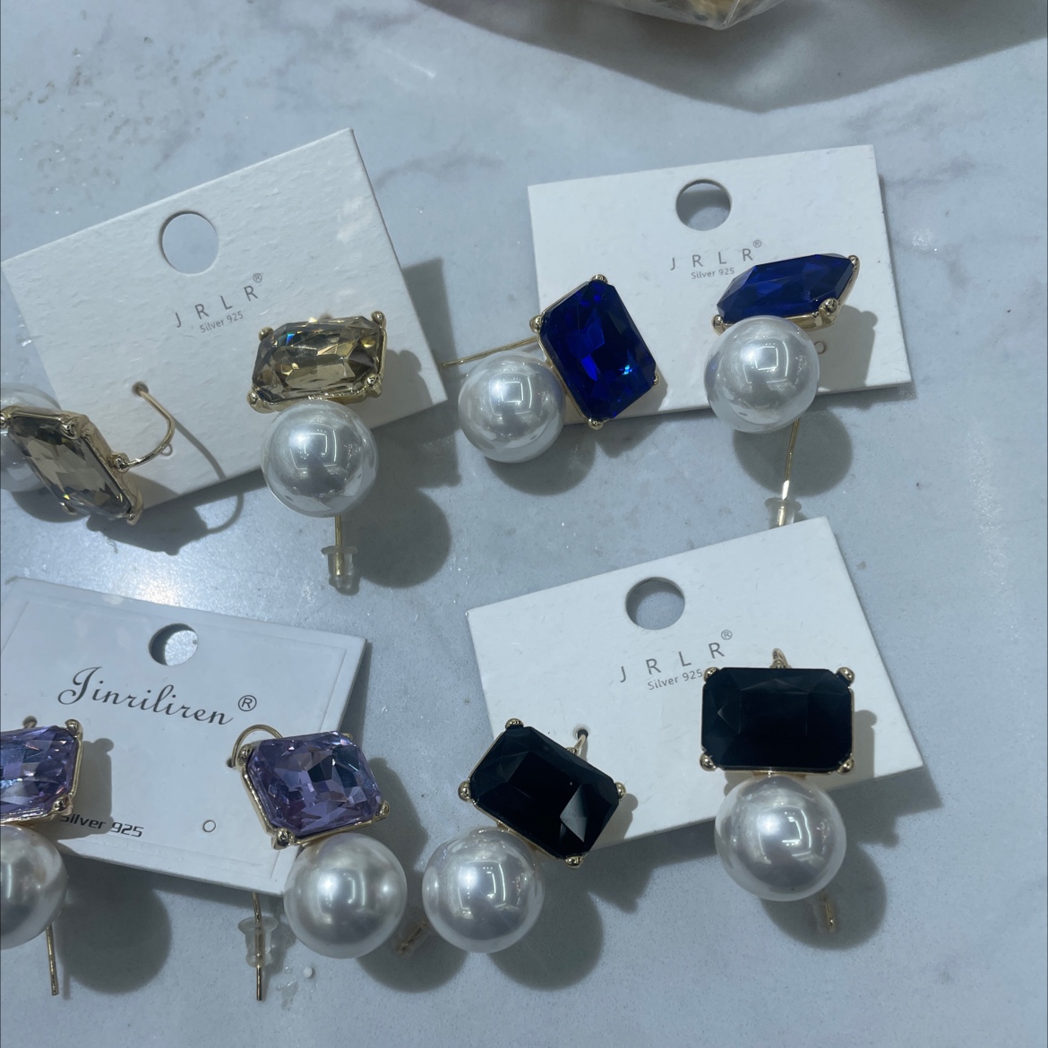 今日丽人韩版新款耳环珍珠搭配玻璃配件高级感饰品 耳环耳饰 简约时尚耳饰 独特设计耳环闪耀耳边饰品耳饰