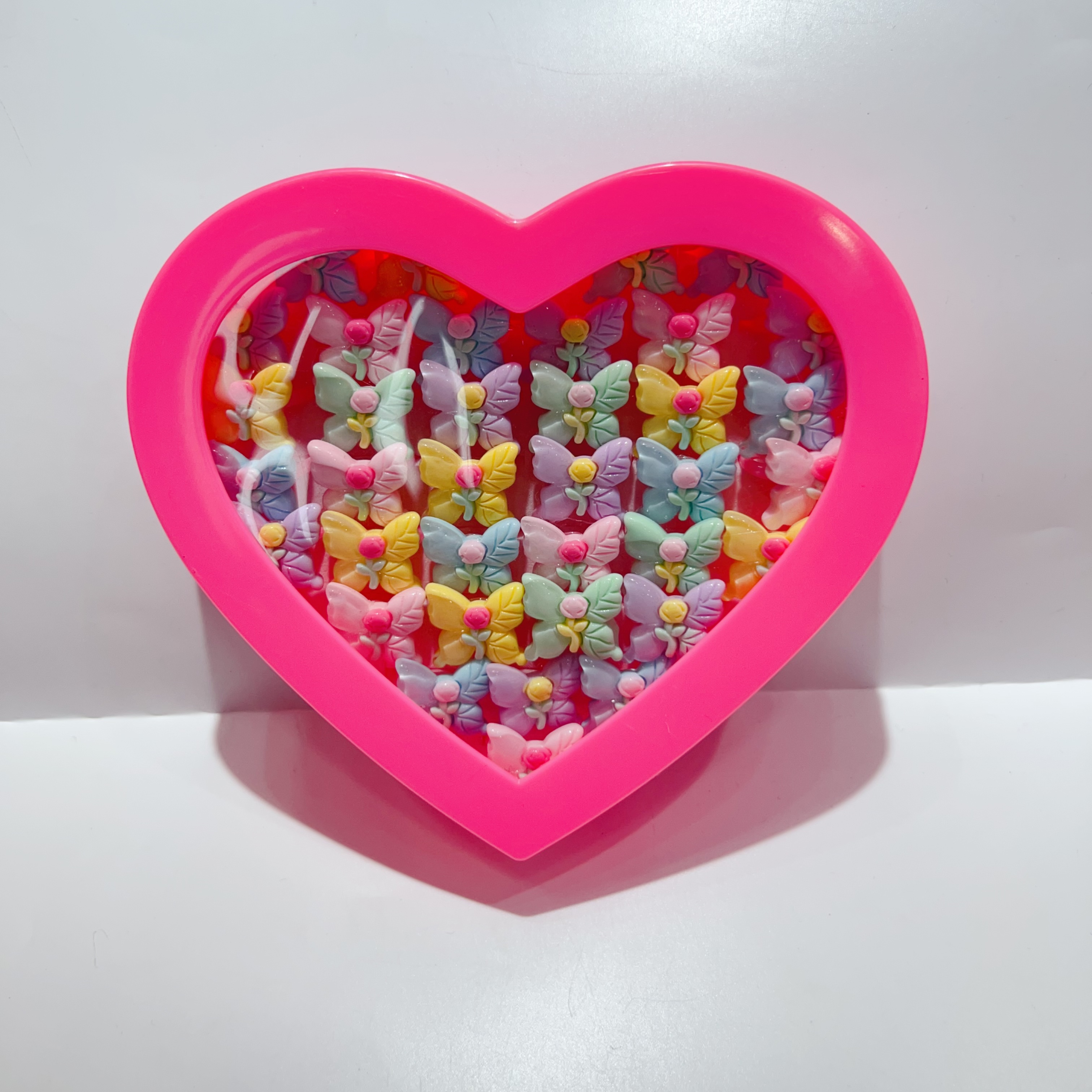 Children's butterfly ring 36 pieces heart-shaped box set ring, adjustable ring accessory for children, Little princess jewelry, cartoon accessory for girls, Birthday gift, Warm Accessory 1 detail image 4
