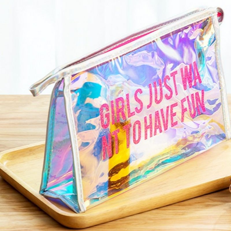 幻彩字母PVC化妆包 透明防水女化妆包 便携收纳拉链袋02