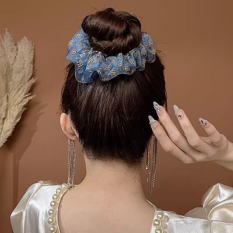 Mesh large intestine hair band, hair tie, high-end girls' accessory, elegant and simple yet fashionable hair band decoration, accessory, hair band, hair tie, mesh large intestine hair band details Picture