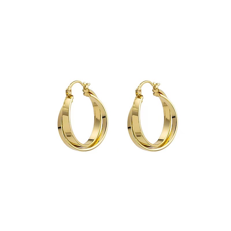 The same golden geometric double-ring ear rings as the "Mad Dog Big Sister" detail image 3