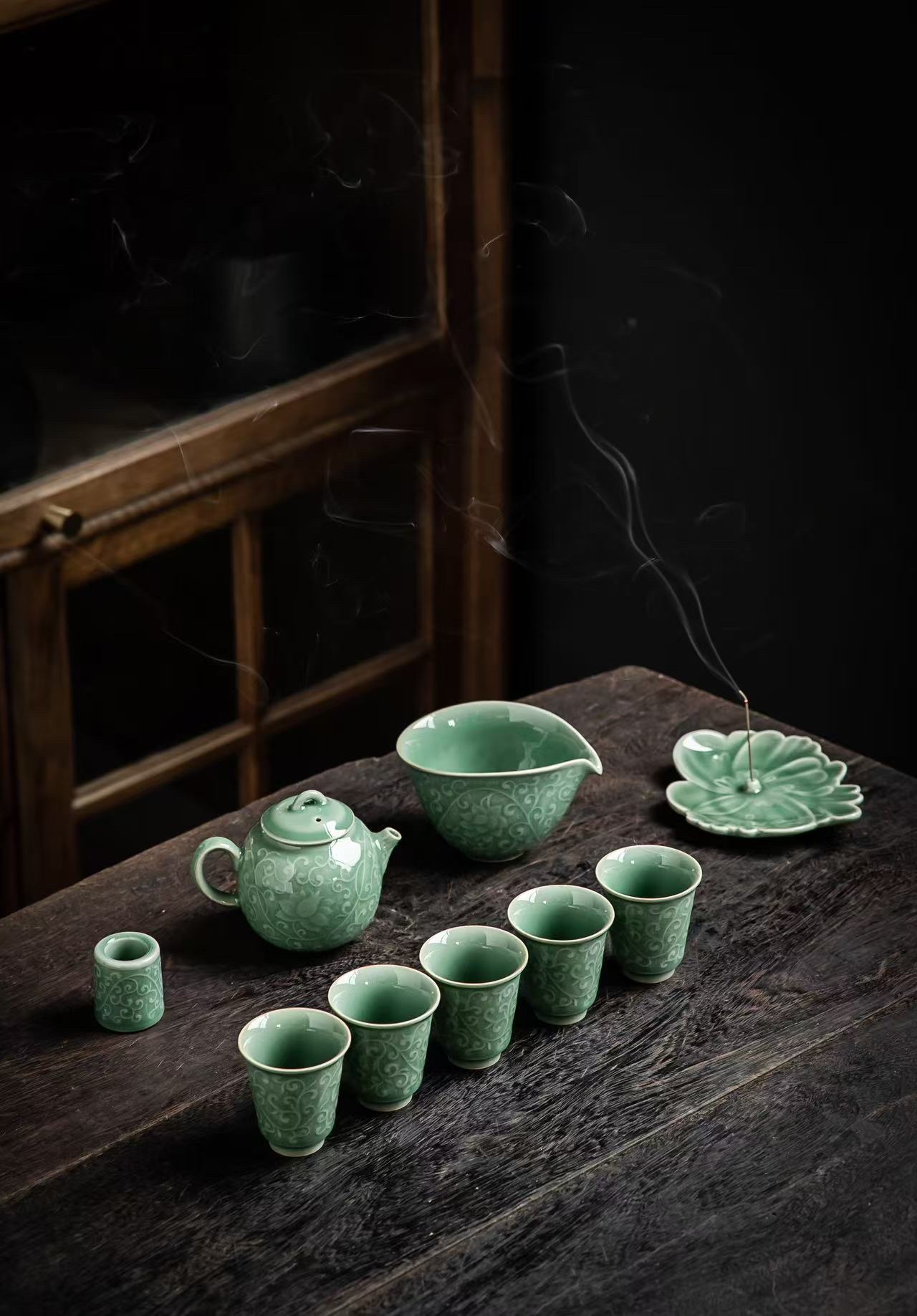 Longquan celadon ceramic tea set, tea set gift advertisement detail image 3