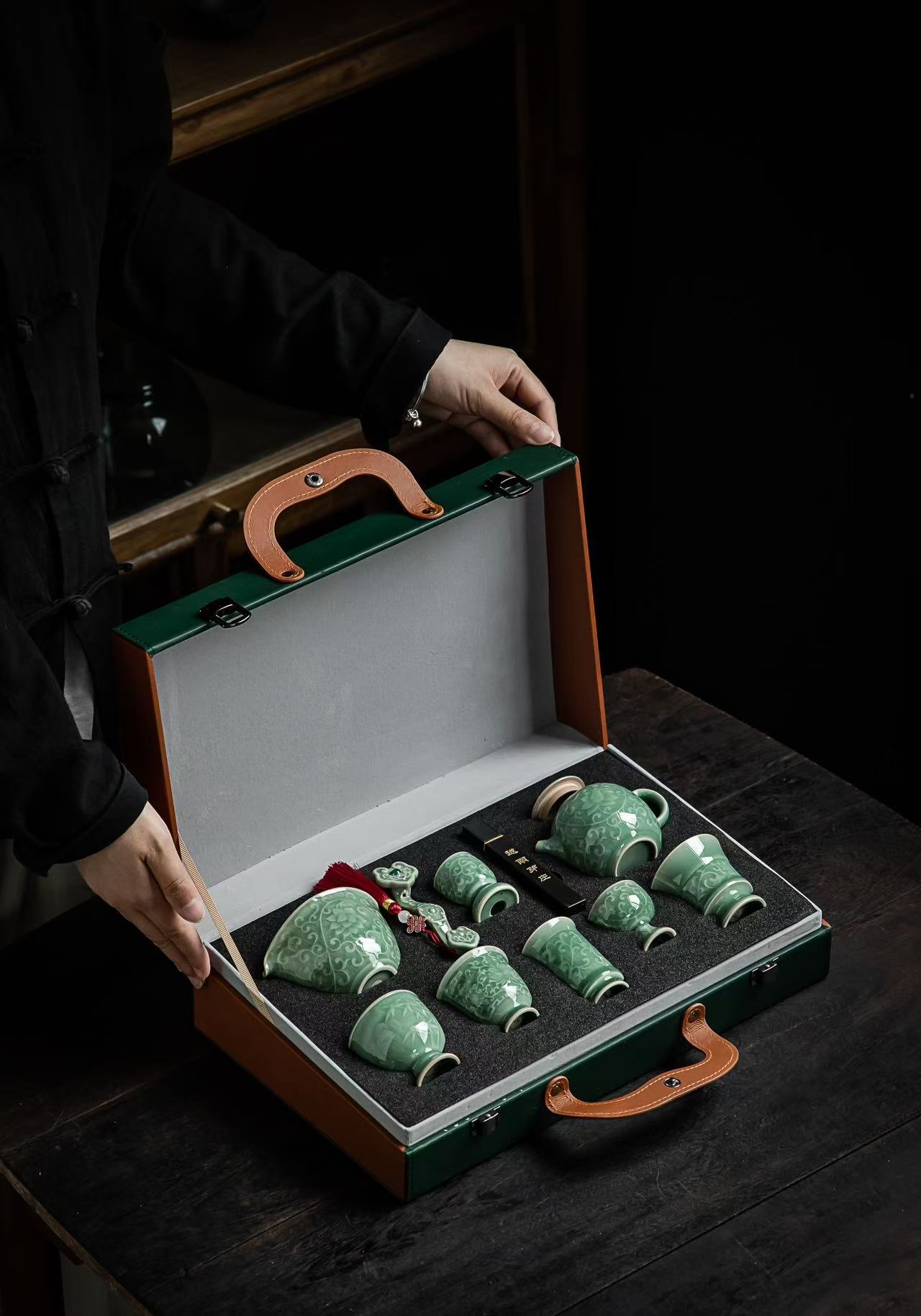 Longquan celadon ceramic tea set, tea set gift advertisement detail image 11
