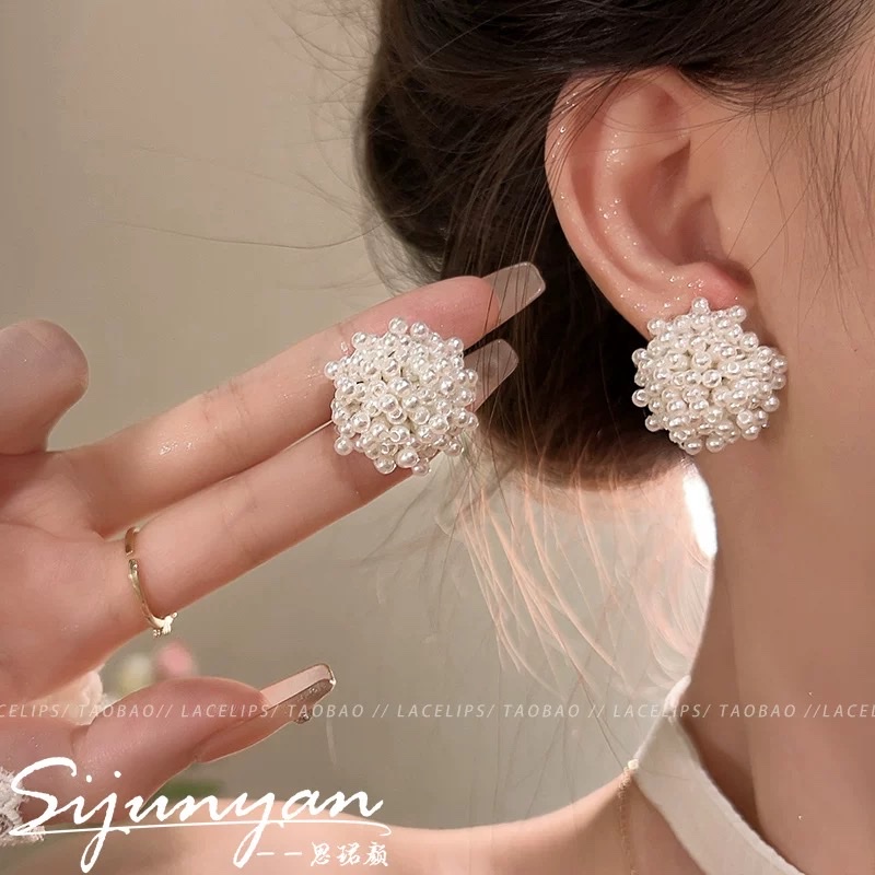 沉溺花园~精致珍珠编制花朵耳钉2025新款爆款耳环法式高级感耳饰耳饰耳饰细节图