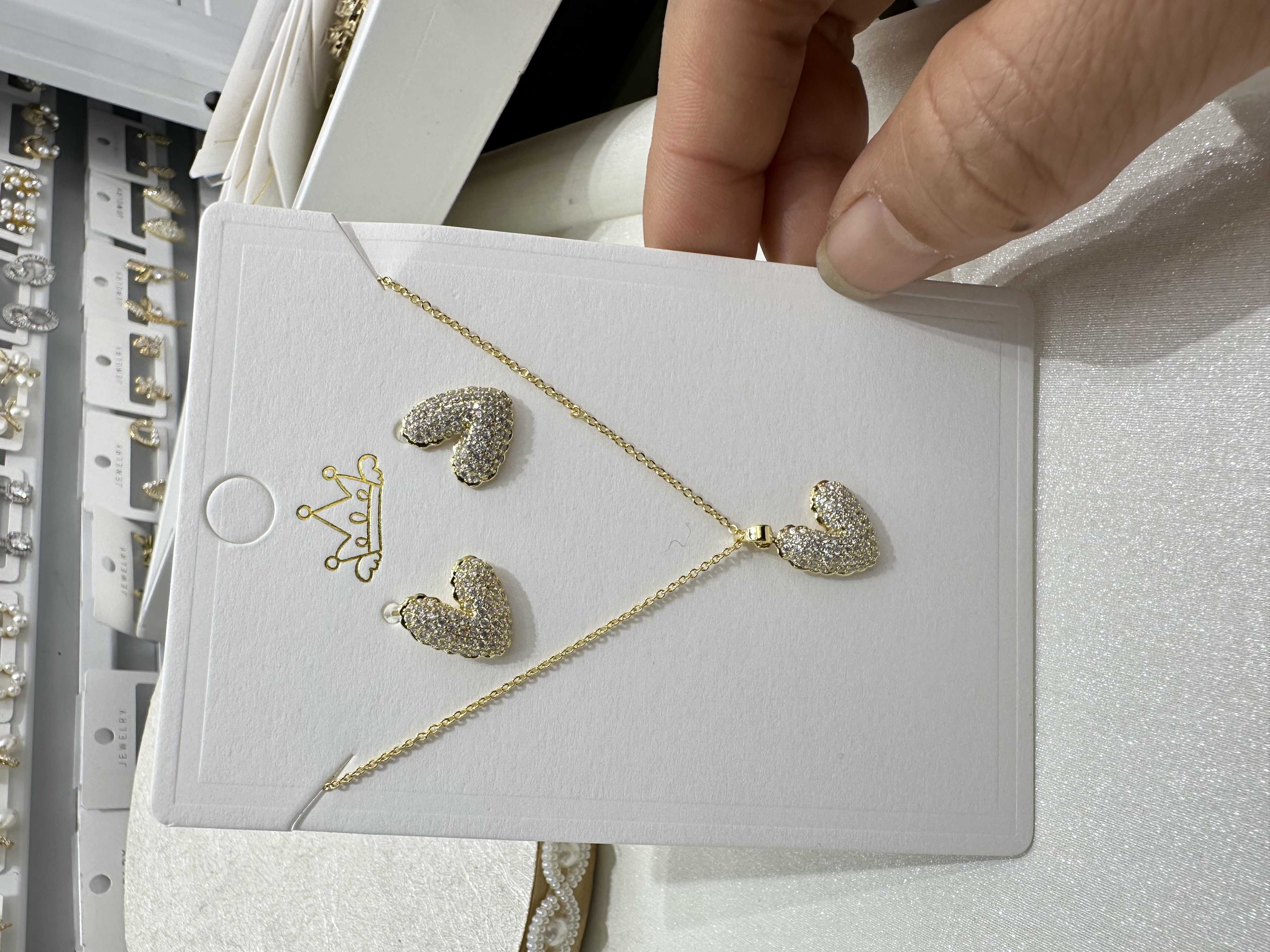 简约锆石耳环项链套链法式浪漫欧美气质新娘礼服生日宴会饰品细节图