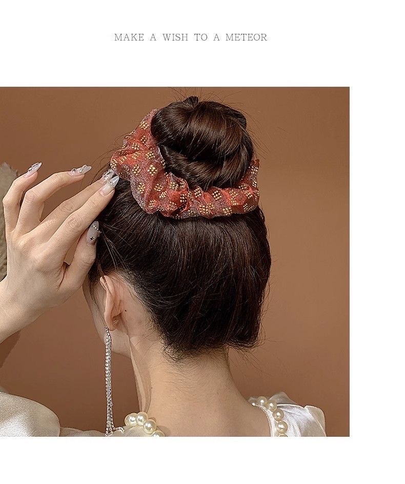 Mesh large intestine hair band, hair tie, high-end girls' accessory, elegant and simple yet fashionable hair band decoration, accessory, hair band, hair tie, mesh large intestine hair band detail image 2