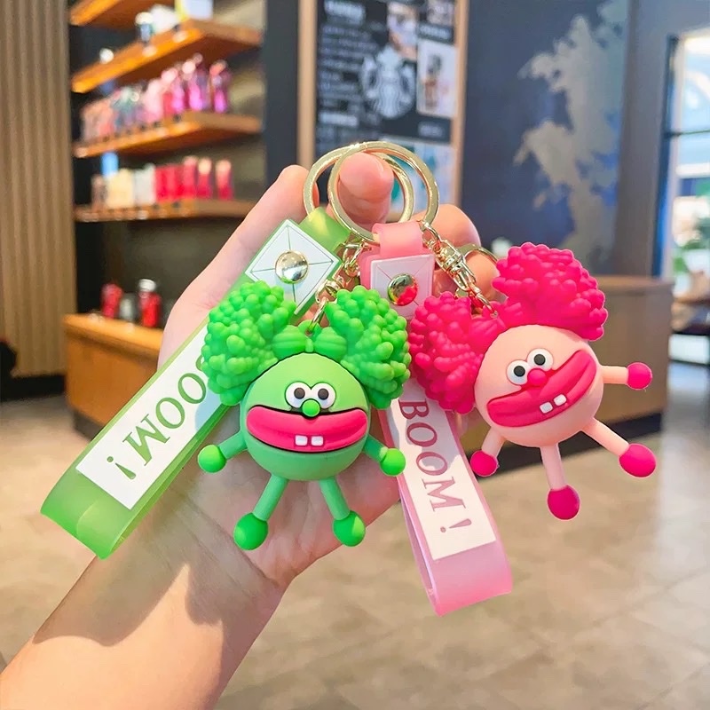 小炸毛嘟嘟嘴钥匙扣搞怪丑萌硅胶公仔挂件汽车包包挂饰小礼品产品图