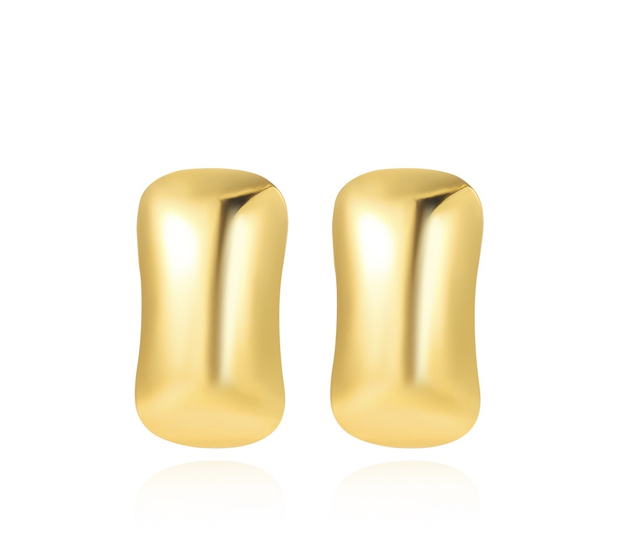 欧美热卖简约百搭不锈钢大光面矩形耳钉时尚大气耳环跨境耳饰批发 白底实物图