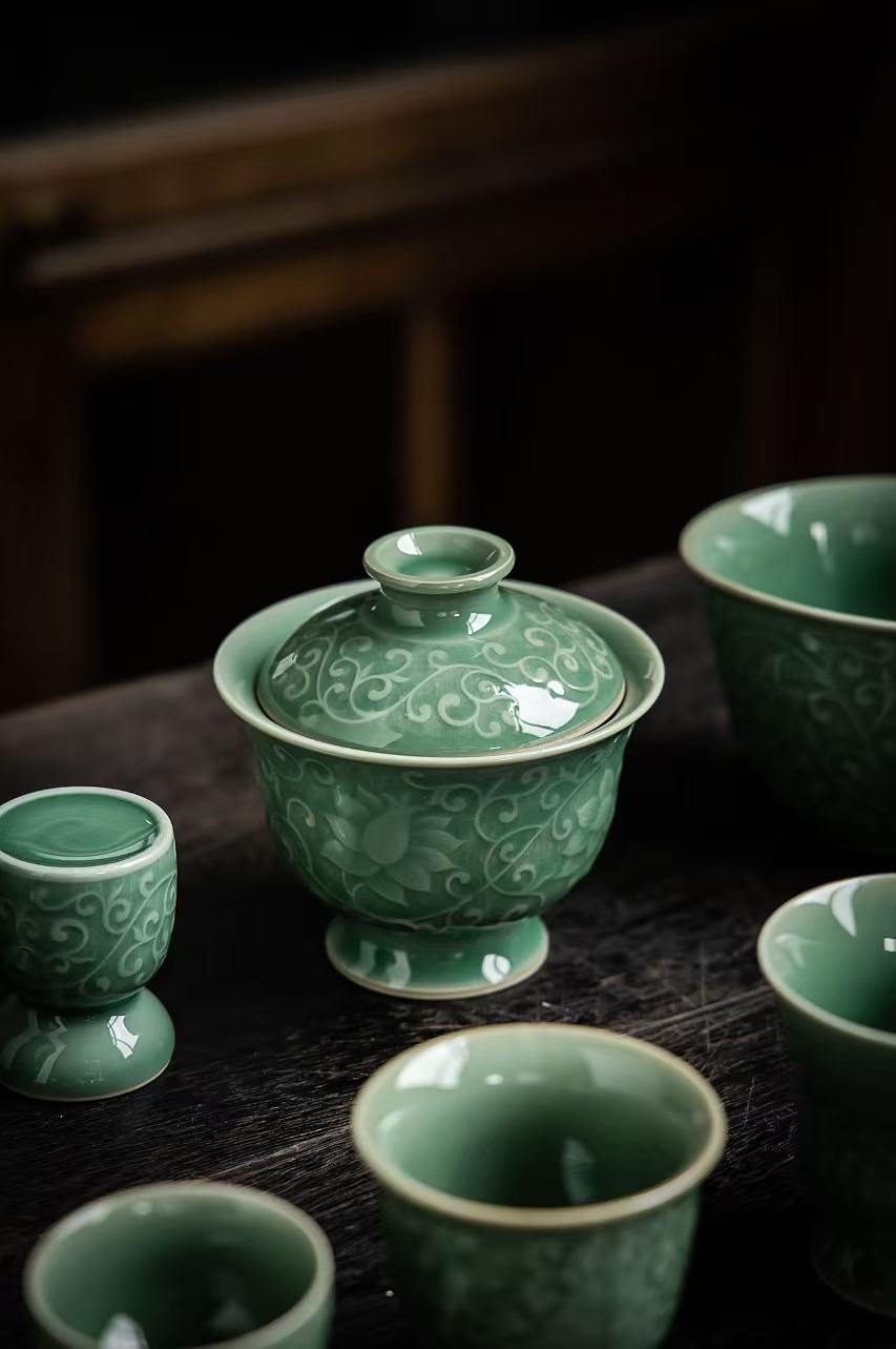 Longquan celadon ceramic tea set, tea set gift advertisement Specification image