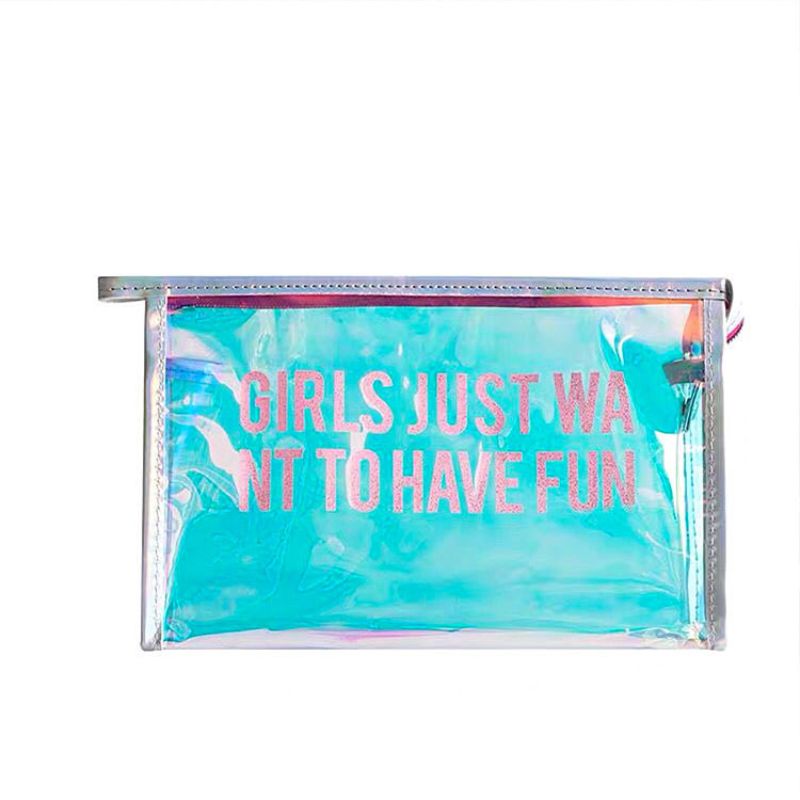 幻彩字母PVC化妆包 透明防水女化妆包 便携收纳拉链袋01
