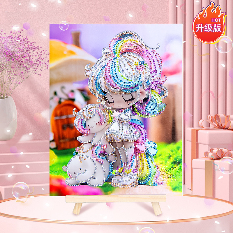 钻石画手工卡通diy贴钻画 摆摊爆款冰淇淋公主动漫粘钻儿童钻石画 儿童钻石画手工diy贴钻画摆摊冰淇淋公主钻石画带框材料详情图8