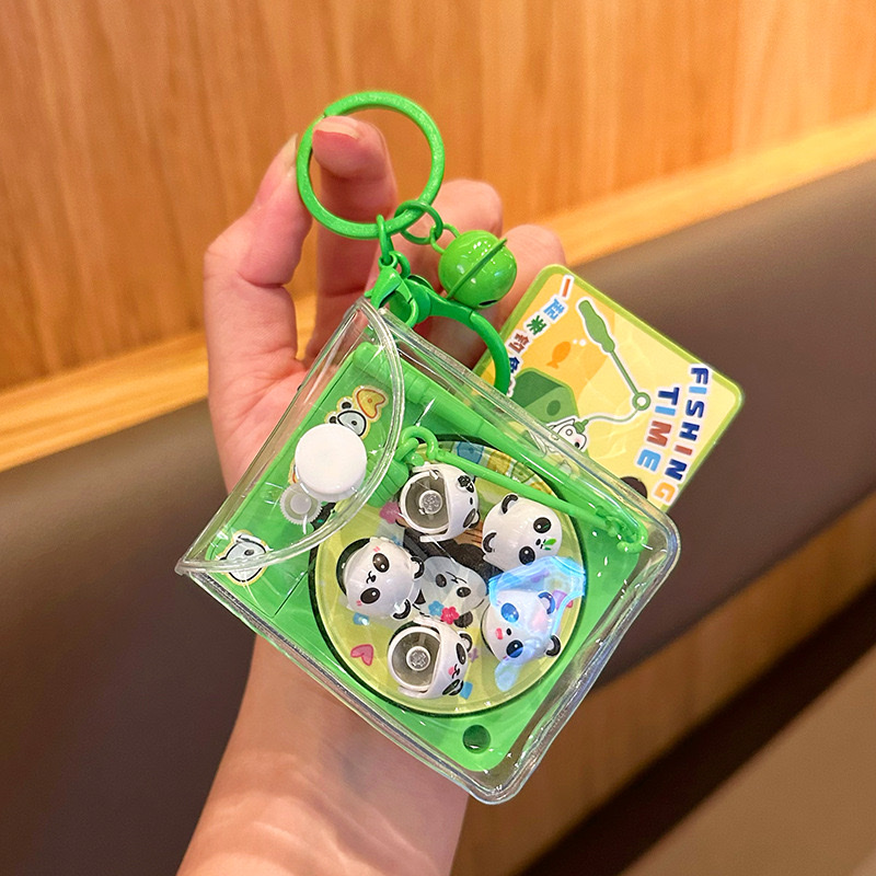 创意鳄龙咆哮钓鱼盘钥匙扣卡通益智玩具包包挂件小礼品 卡通趣味旋转钓鱼盘钥匙扣趣玩儿童早教亲子互动游戏玩具