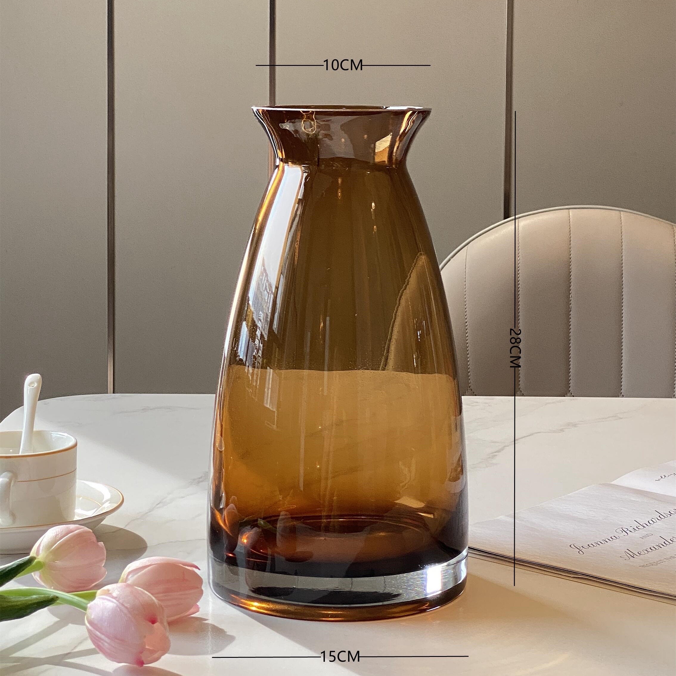 意大利设计师款束口加厚琉璃玻璃花瓶家居客厅插花软装饰摆件详情图2