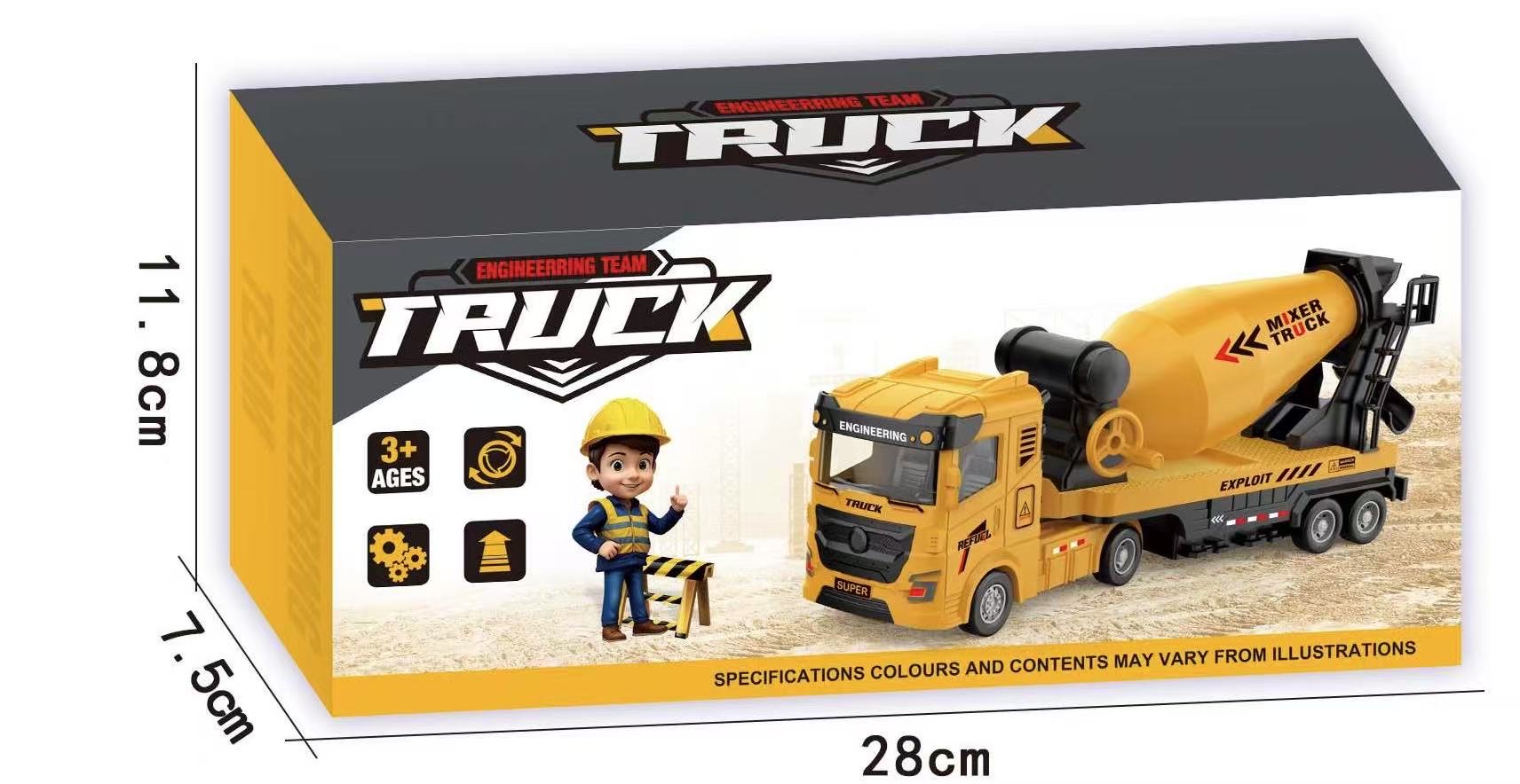 卡车惯性搅拌车ABS仿真工程挖车，惯性车工程搅拌车汽车模型玩具车详情图2