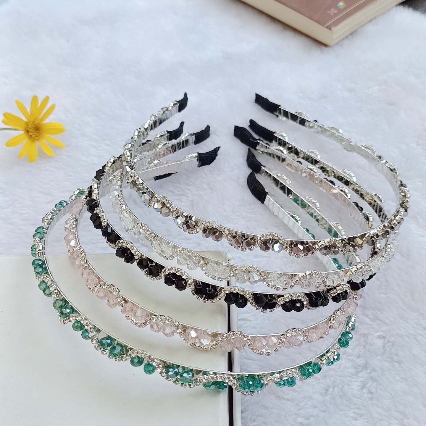 水晶 玻璃珠 手工 钻 水钻水晶发箍发箍发卡女士拼接韩版发卡