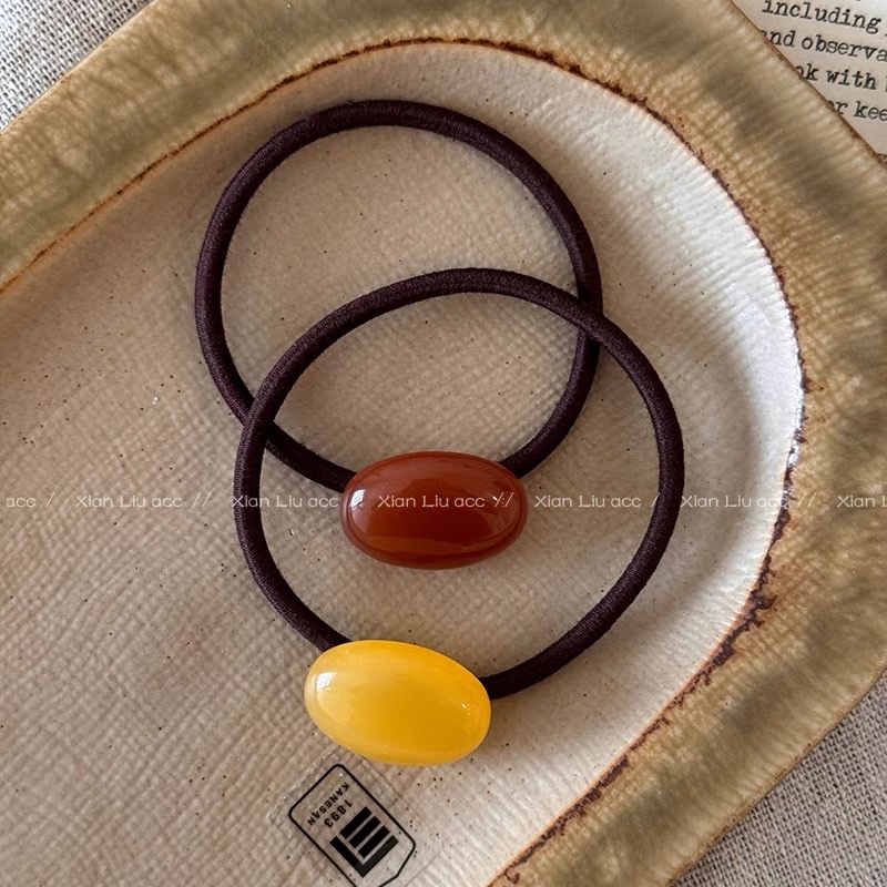 头绳糖果色鹅卵石发圈女2025新款高弹力扎马尾发绳耐用不伤发头绳发饰发饰发圈发绳详情图3