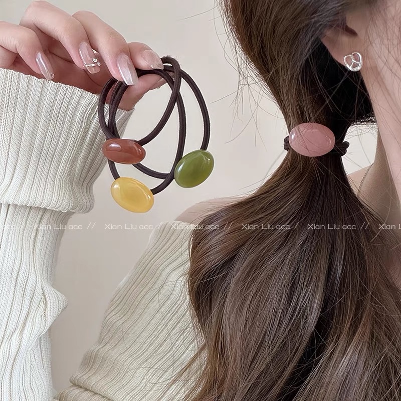 头绳糖果色鹅卵石发圈女2025新款高弹力扎马尾发绳耐用不伤发头绳发饰发饰发圈发绳