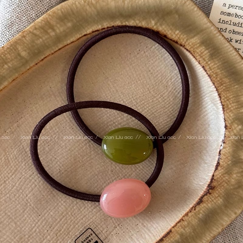 头绳糖果色鹅卵石发圈女2025新款高弹力扎马尾发绳耐用不伤发头绳发饰发饰发圈发绳详情图2
