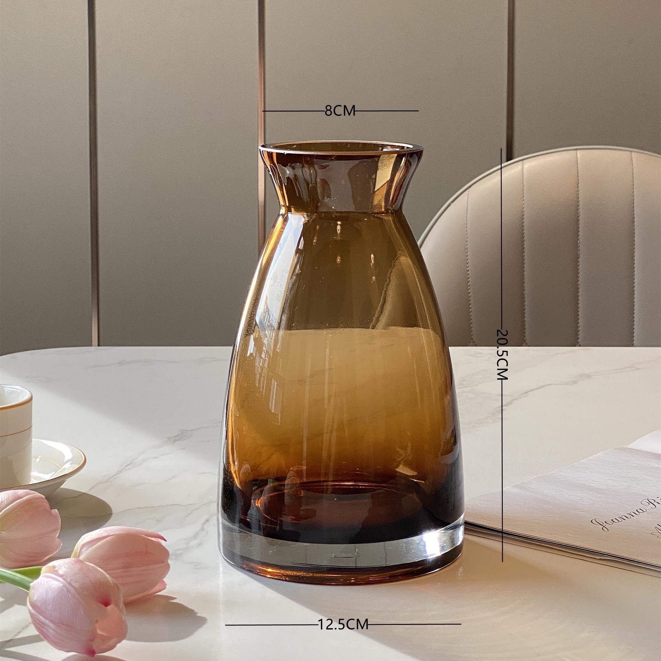 意大利设计师款束口加厚琉璃玻璃花瓶家居客厅插花软装饰摆件详情图1