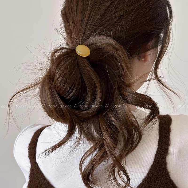 头绳糖果色鹅卵石发圈女2025新款高弹力扎马尾发绳耐用不伤发头绳发饰发饰发圈发绳详情图7