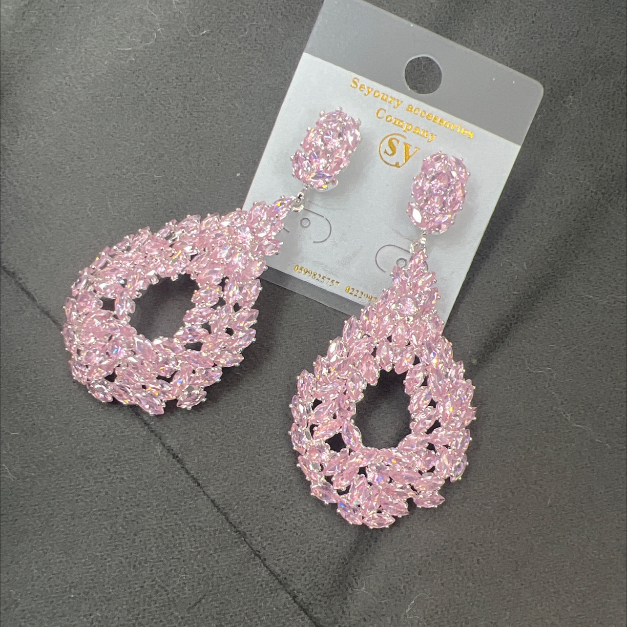 All-zircon colored bright color diamond-encrusted jewelry, earrings and accessories details Picture