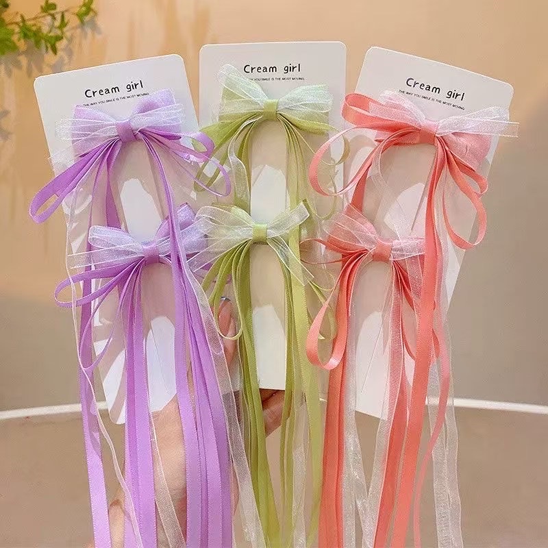 Children's colorful hair clips, little girls' bow braids styled hair clips, headwear, hair extensions, pair hair clips, children's summer trendy hair accessories, girls' summer cuteness Specification image