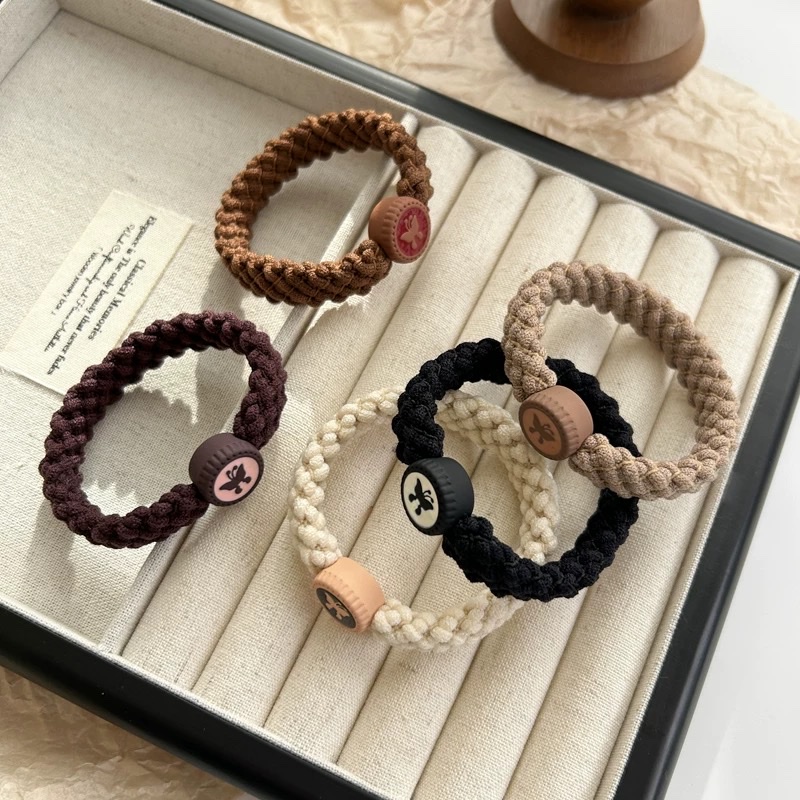 2025 New high ponytail, butterfly, thick hair tie, rubber band, hair band, women's hair tie, headwear, hair accessories, leather case Item Picture