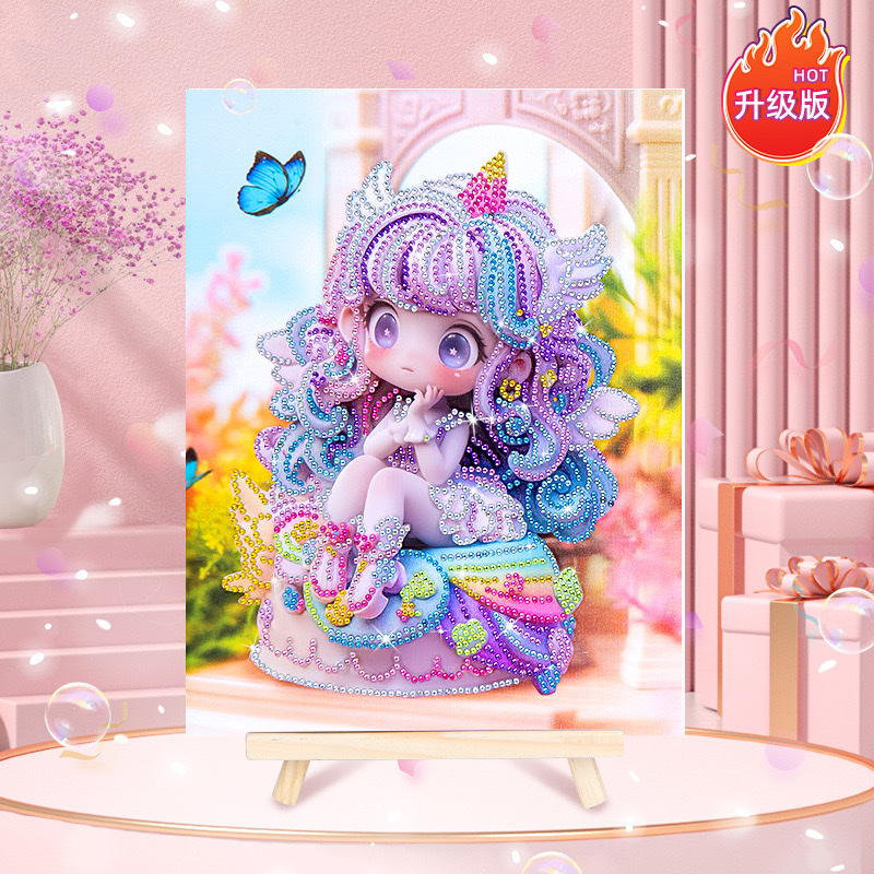 钻石画手工卡通diy贴钻画 摆摊爆款冰淇淋公主动漫粘钻儿童钻石画 儿童钻石画手工diy贴钻画摆摊冰淇淋公主钻石画带框材料详情图11