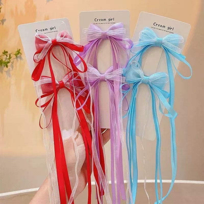 Children's colorful hair clips, little girls' bow braids styled hair clips, headwear, hair extensions, pair hair clips, children's summer trendy hair accessories, girls' summer cuteness Application Scenario