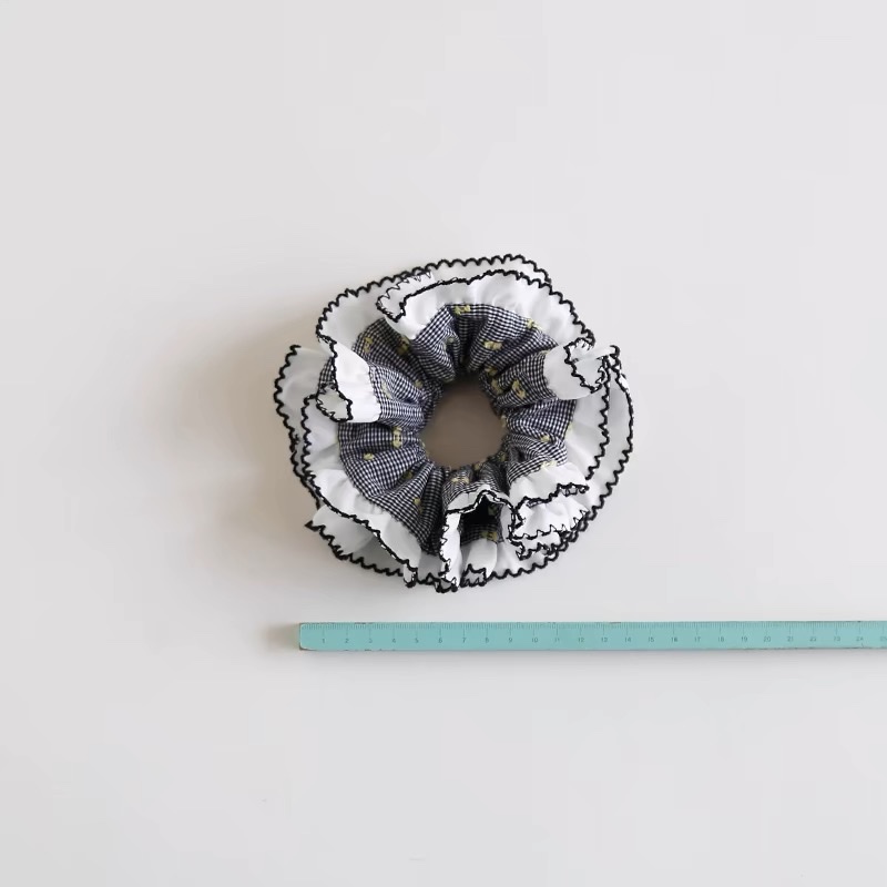 小众设计感双层荷叶花边大肠圈 头饰丸子头扎发皮筋 时尚洋气发圈展现独特魅力发饰头饰详情图5