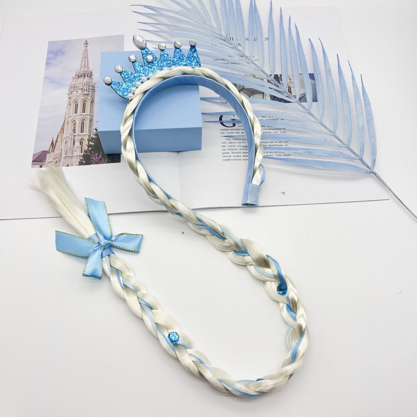 High appearance level, stylish princess-style wigs, hair accessories, braids, headbands, princess hair clips, crowns, children's princess false braids, hair clips, children's summer cute hair clips, children's summer trend details Picture