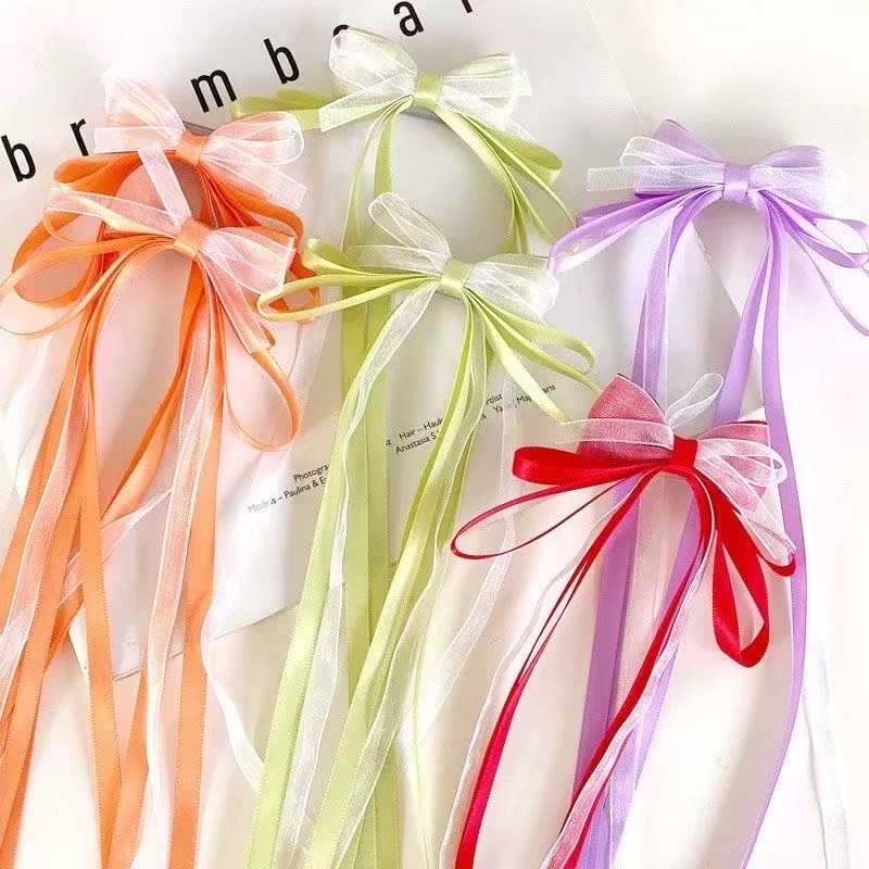 Children's colorful hair clips, little girls' bow braids styled hair clips, headwear, hair extensions, pair hair clips, children's summer trendy hair accessories, girls' summer cuteness Item Picture