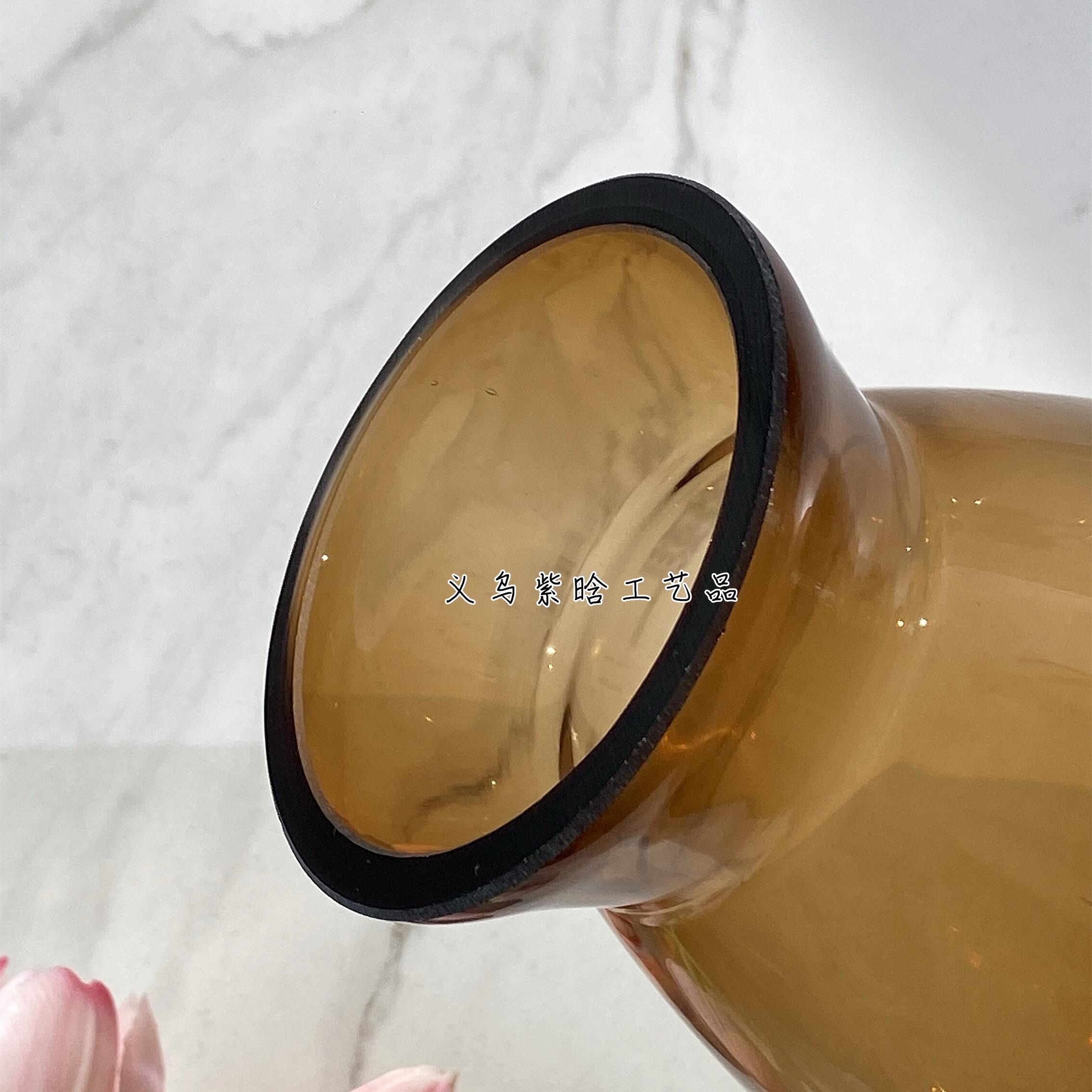 意大利设计师款束口加厚琉璃玻璃花瓶家居客厅插花软装饰摆件细节图