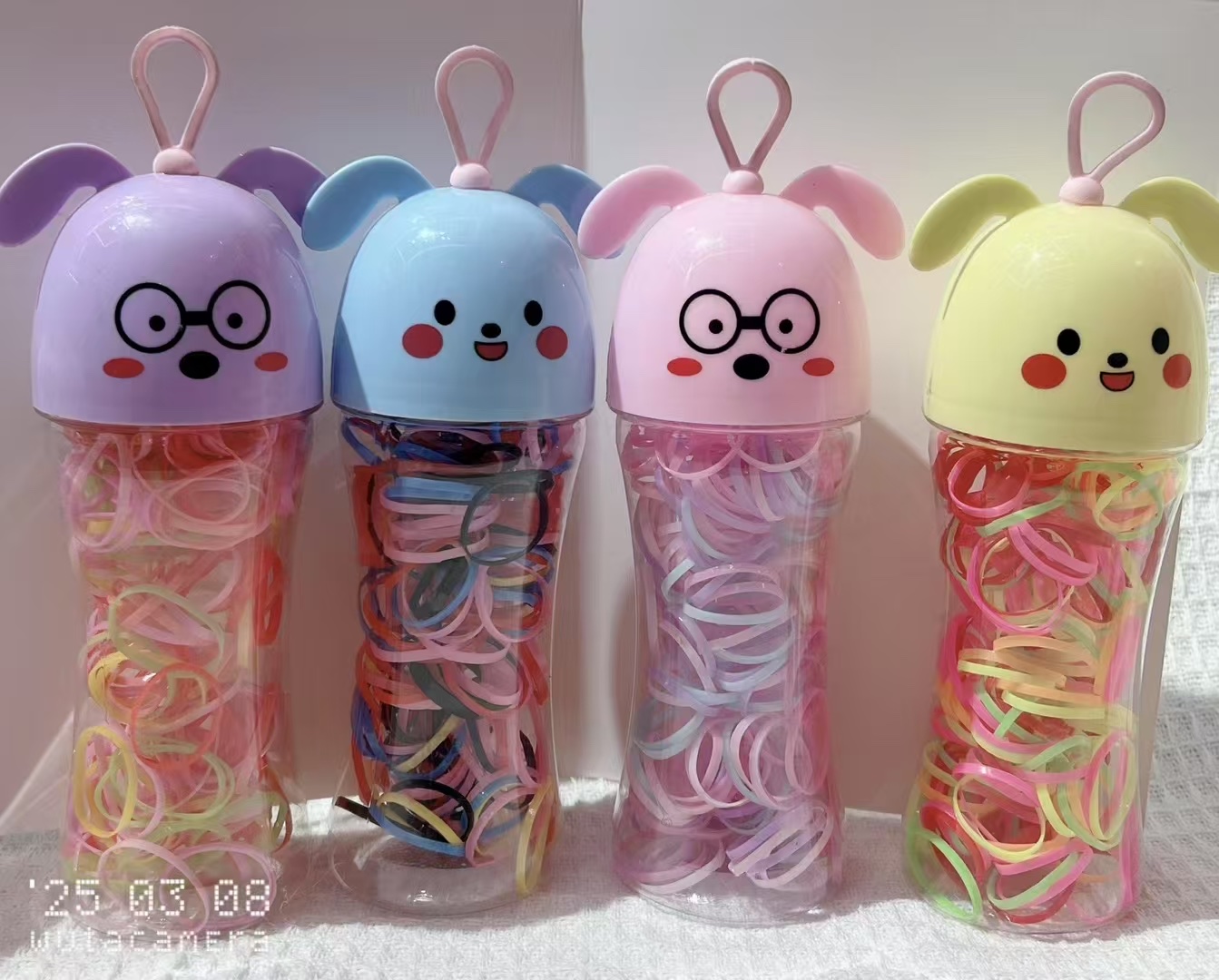 韩版新款卡通桶一次性小皮筋儿童发圈强拉不断加厚彩色橡皮筋发绳