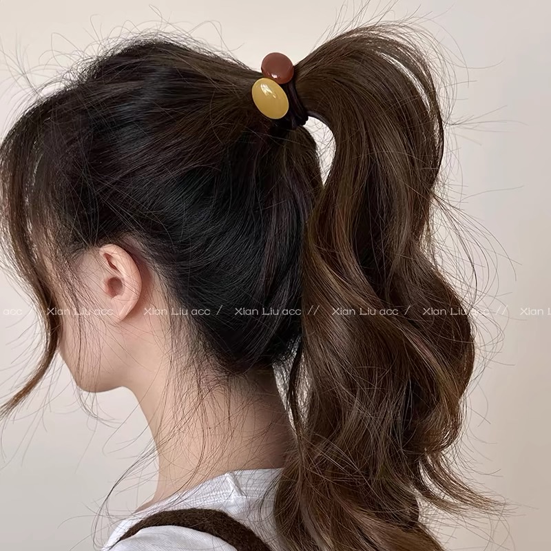 头绳糖果色鹅卵石发圈女2025新款高弹力扎马尾发绳耐用不伤发头绳发饰发饰发圈发绳详情图6