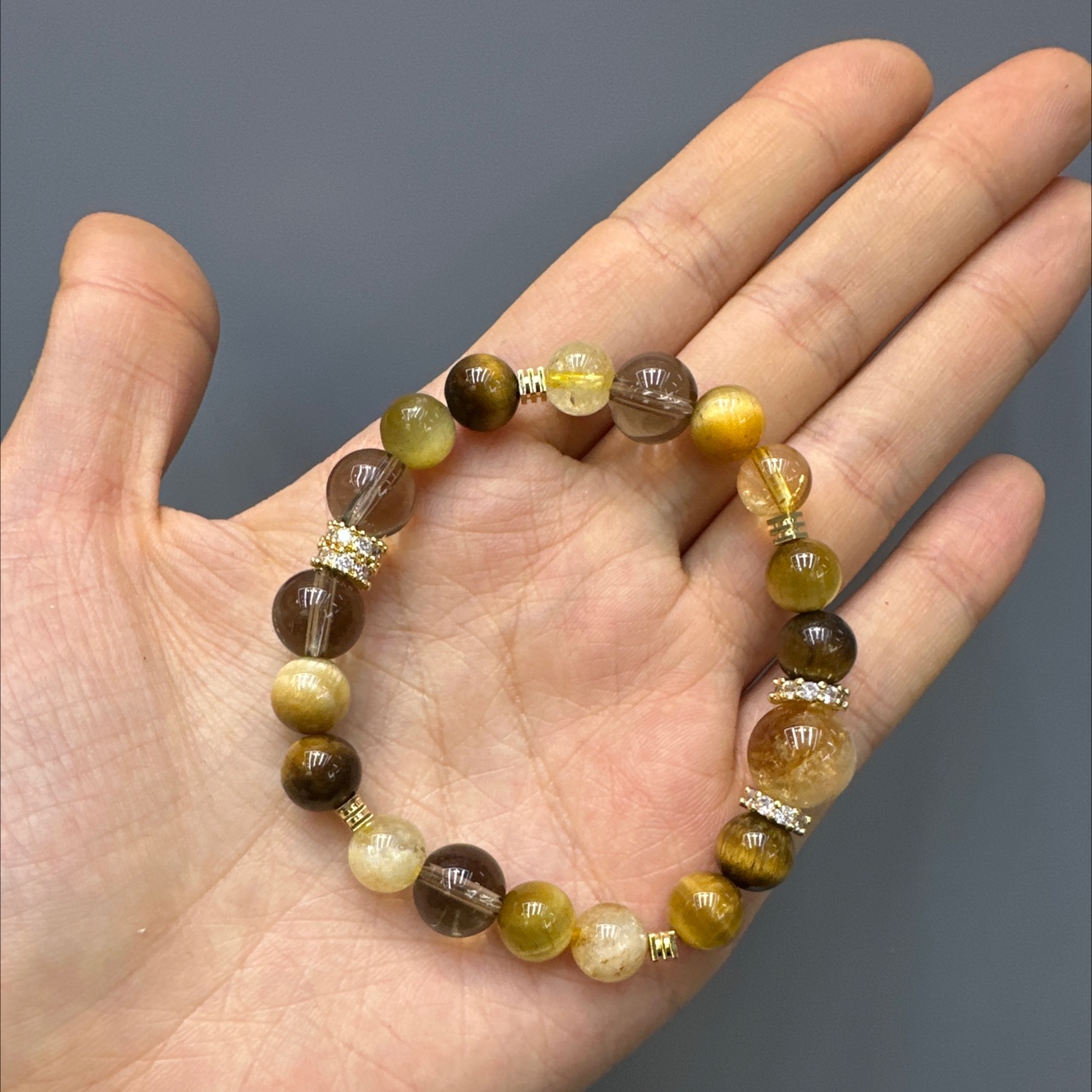 金虎眼黄塔晶金霸手链水晶手链饰品水晶手链细节图